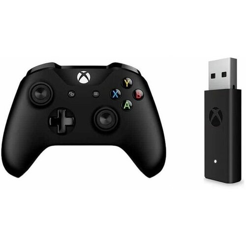 Геймпад Microsoft беспроводной Xbox One S / X / Series S / X Wireless Controller Black Черный 3 ревизия с bluetooth джойстик + Адаптер ресивер для ПК геймпад microsoft xbox pc адаптер black 1va 00008