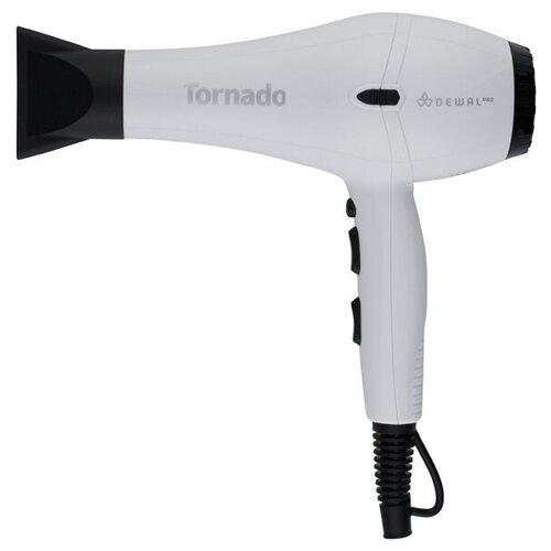 DEWAL, Фен White PRO TORNADO, белый 2300Вт+ионизация, 2 насадки фен ollin professional hair tools ol 7200 фен профессиональный 2300 2600w фен профессиональный 2300 2600w 2 насадки черный 1 шт