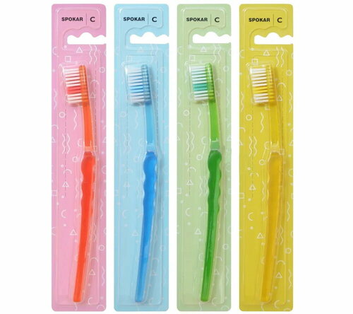 Набор зубных щеток SPOKAR CLINIC с террасированным щеточным полем, жесткие (4 шт.)