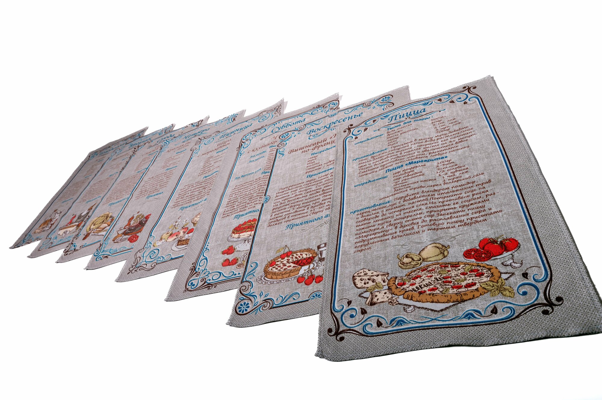 Набор полотенец из 8 штук рогожка Элис Текстиль "Неделька, рецепты" хлопок - фотография № 2