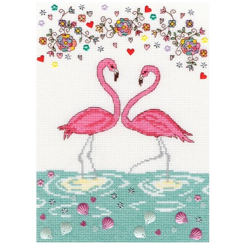 Bothy Threads Набор для вышивания Love Flamingo (Любовь фламинго),XKA9, разноцветный, 26 х 18 см