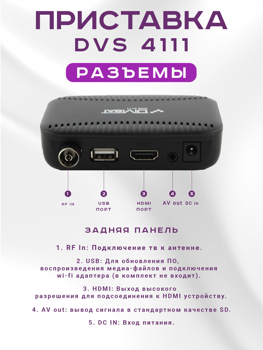 Ресивер для цифрового и кабельного ТВ DIVISAT DVS-4111 (DVB-T/T2/C)