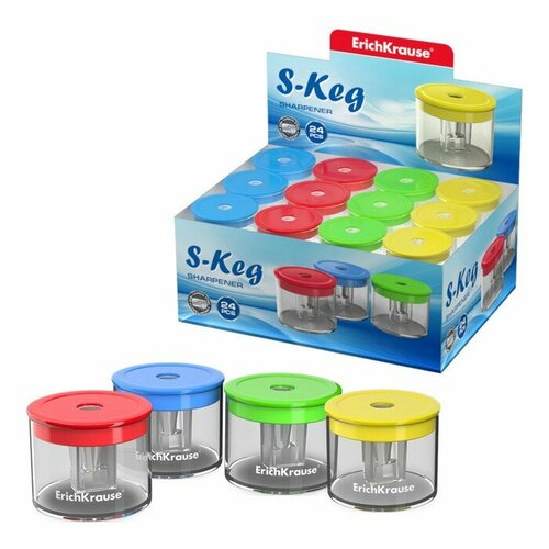 Точилка 1 отверстие ErichKrause S Keg, с контейнером, цвет корпуса микс