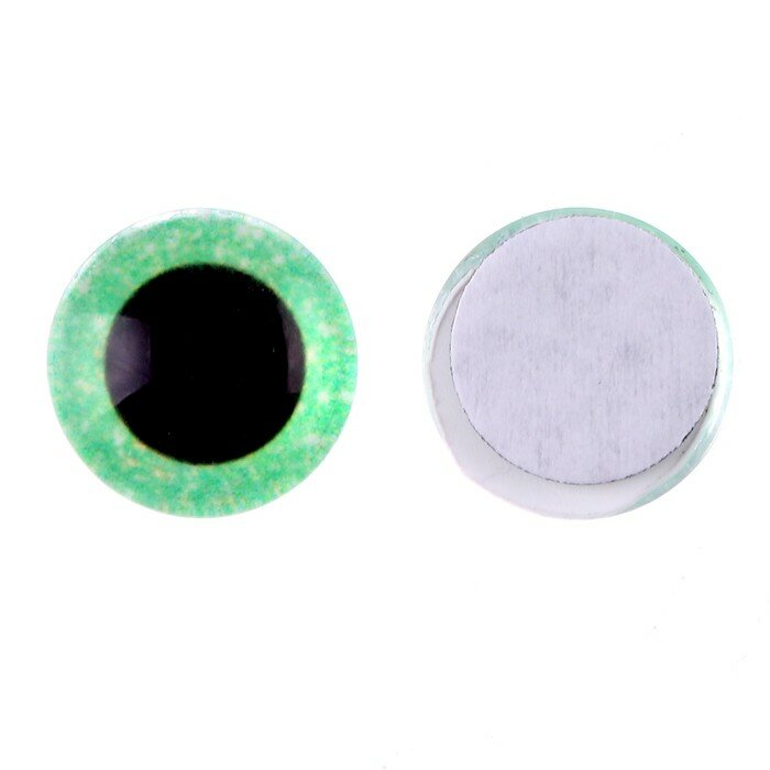 Глаза на клеевой основе, набор 10 шт, размер 1 шт. — 12 мм, цвет зелёный с блёстками