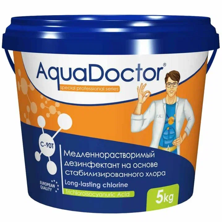 Дезинфектант для бассейна на основе хлора длительного действия AquaDoctor C-90T AquaDoctor C-90T 5кг
