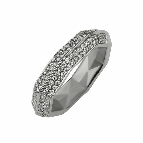 Кольцо обручальное Constantine Filatov геометричное кольцо с бриллиантами, белое золото, 585 проба, родирование, бриллиант, размер 16.3, белый