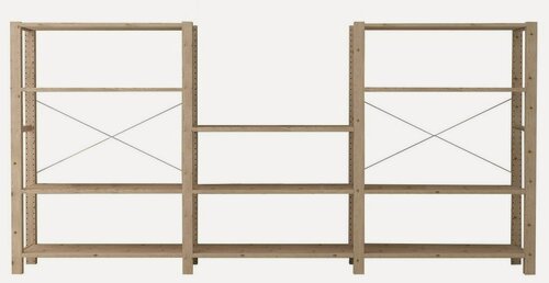 Изображение товара Стеллаж деревянный напольный IKEA Ivar 259х30х124 см, 11 полок, сосна