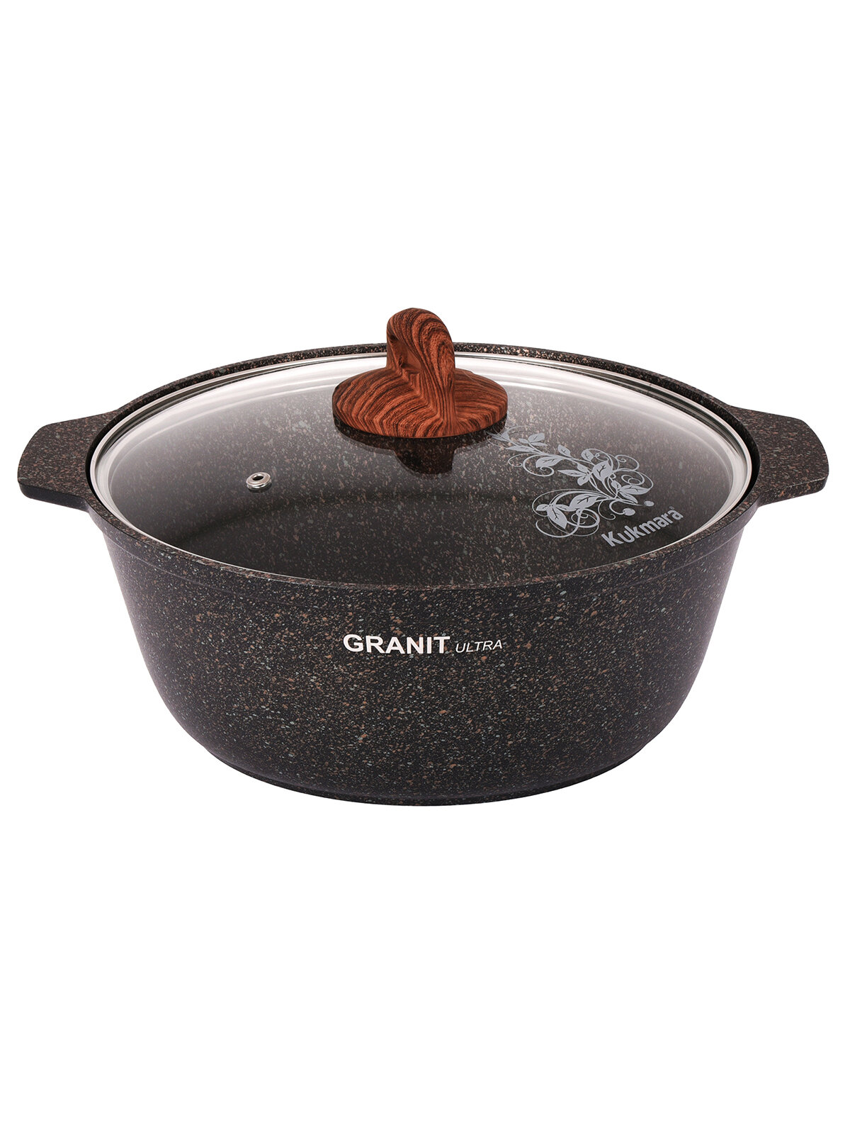 Кастрюля-жаровня с крышкой Kukmara Granit ultra антипригарная, 5 л