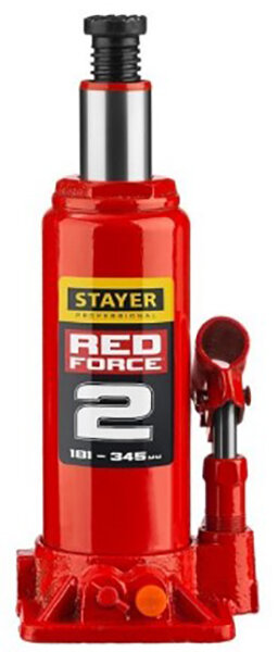 Домкрат STAYER 43160-2_z01 гидравлический бутылочный red force 2т 181-345мм