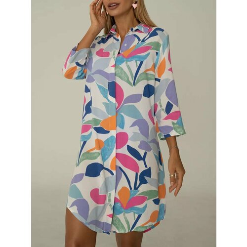 фото Платье larss, размер xl-xxl, белый, голубой, розовый, оранжевый