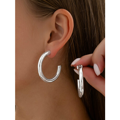 Серьги пусеты SLOVALIO, размер 40 мм, золотистый