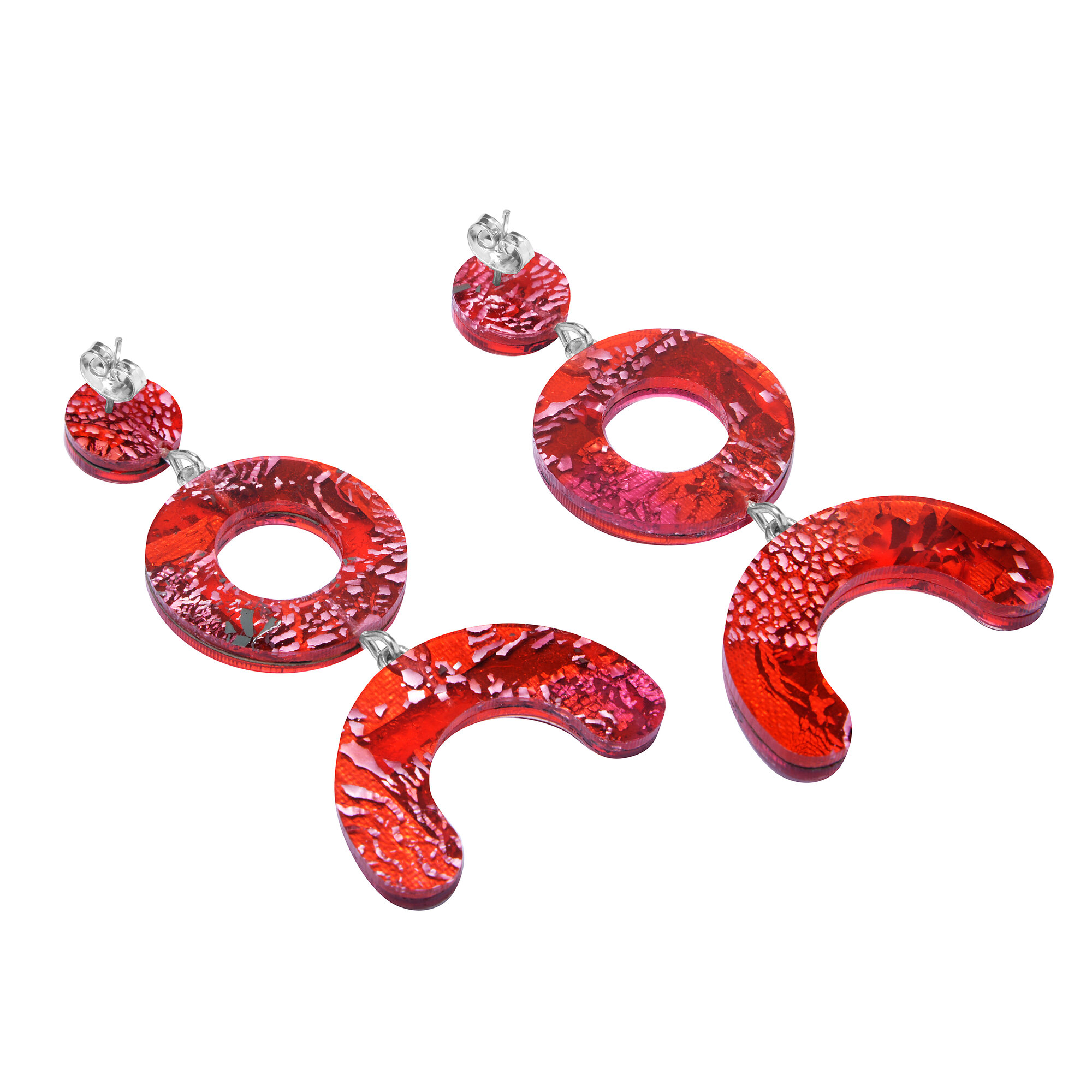 Серьги пусеты MONOLAMA, размер 65 мм, красный — фото 1