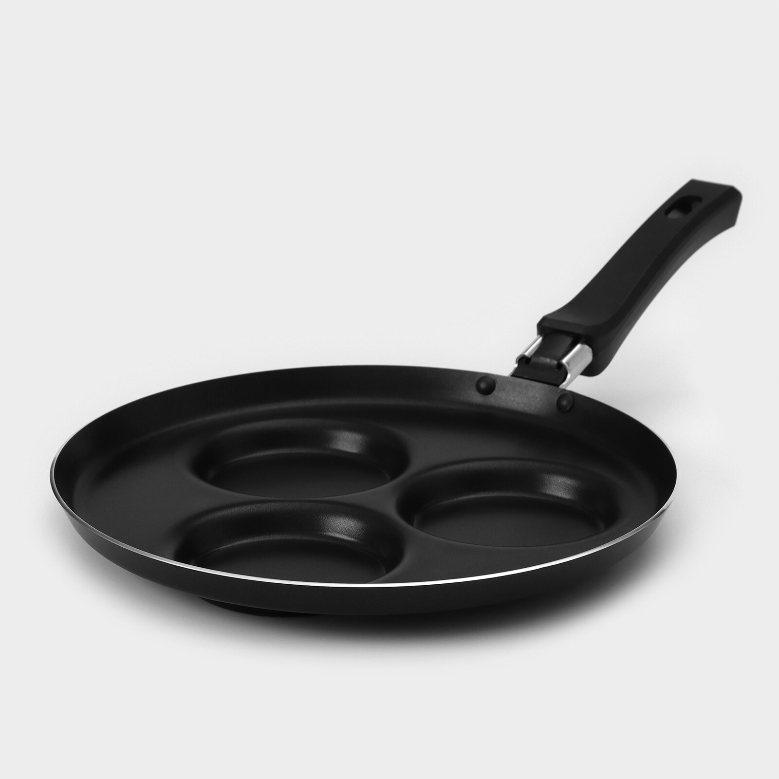 Сковорода «Хит», d=24 см, порционная, антипригарное покрытие, чёрный