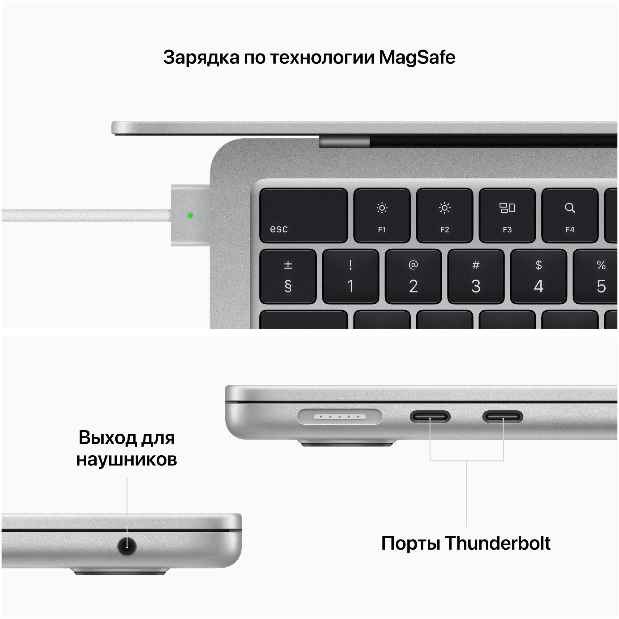 13.6" Ноутбук Apple MacBook Air 13 2022 2560x1664, Apple M2, RAM 8 ГБ, SSD 256 ГБ, Apple graphics 8-core, MLXY3, серебристый, русская раскладка — фото 1
