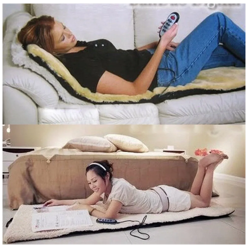 Массажер, массажный матрас с пультом, электрический массажер для спины и тела Luyao Electronics с мехом, 9 режимов массажа, пульт