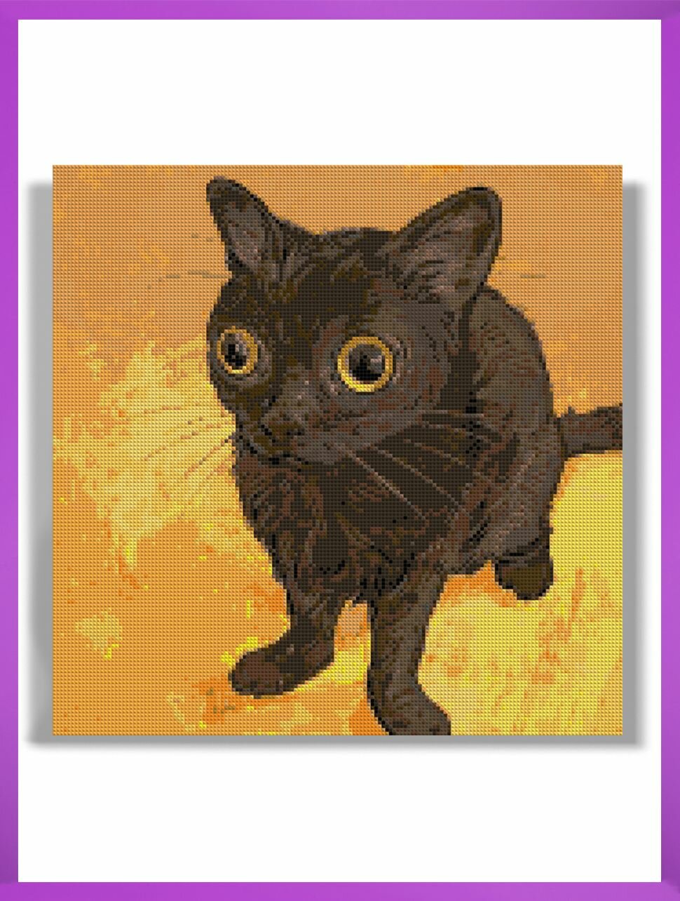 Алмазная мозаика на подрамнике - вышивка Кот ОЙ 40 х 40 см