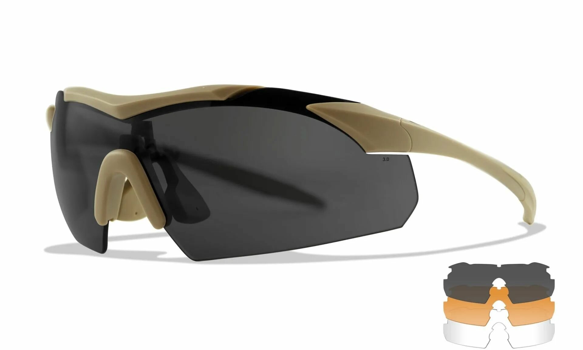 Очки защитные Wiley X Vapor (Frame: Matte Tan, Lens: Clear + Grey + Rust)