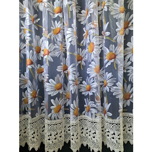 Тюль под лен с кружевом Высота 170см ширина 300см 1800₽