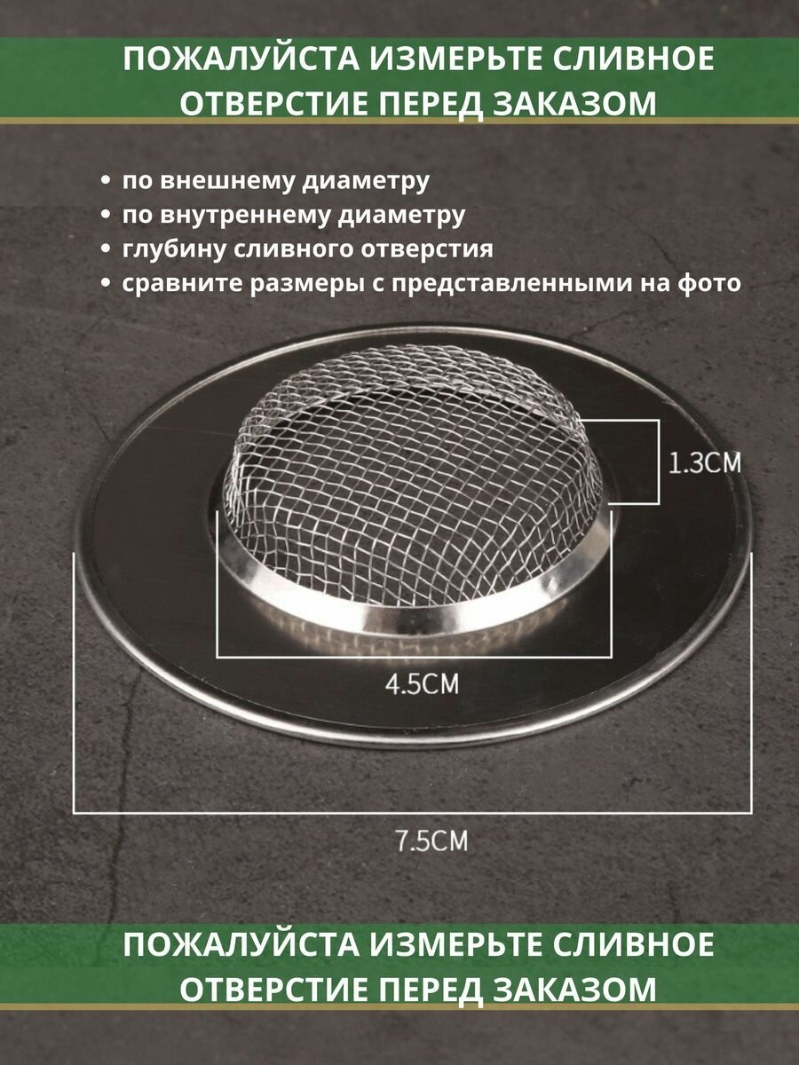 Сетка фильтр для ванны и раковины 1 шт 7,5 см — фото 1