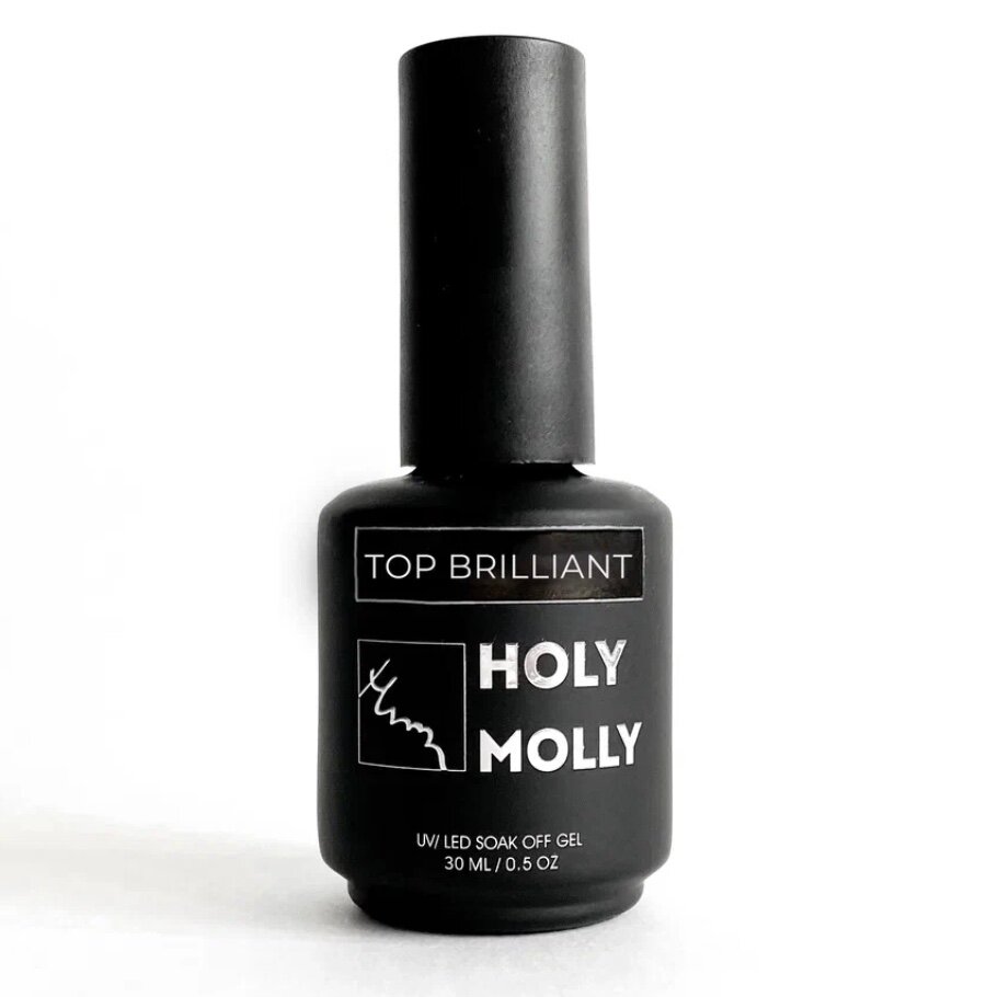 Топ для ногтей Holy Molly Top Brilliant, 15 мл - без липкого слоя, прозрачный