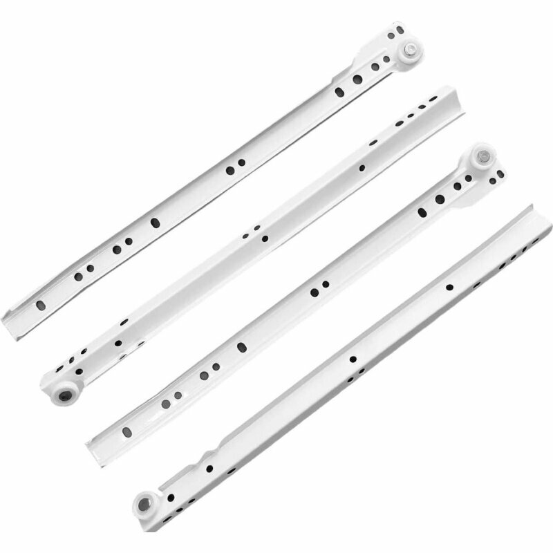 Направляющие для мебели КНР модель Stahl роликовые 350/08 мм белый 2 шт (15919)