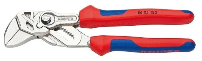 Клещи переставные - гаечный ключ KNIPEX KN-8605180, 40 мм (1 1/2"), L-180 мм, Cr-V, хромированные, 2-компонентные рукоятки