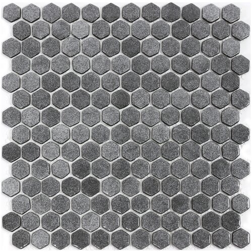 Мозаичная плитка Natural Mosaic STP-GR009-HEX из стекла серая темная глянцевая гексагон