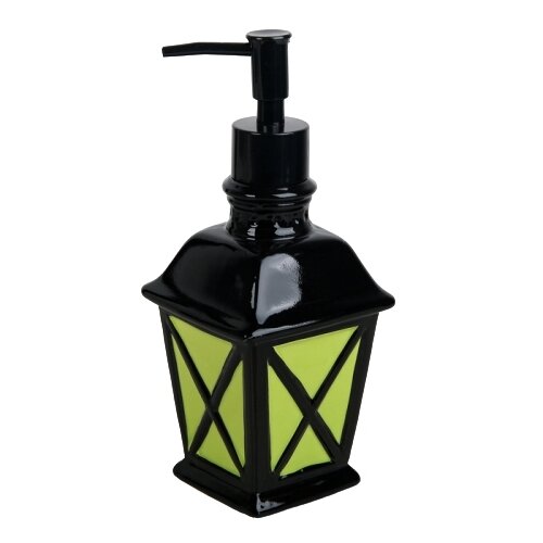 фото Дозатор для жидкого мыла доляна фонарик, черный/зеленый