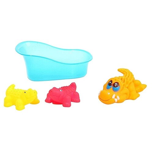 фото Набор игрушек для ванной гратвест крокодилы в ванночке, сетка, 20 см (н56341) yandex market