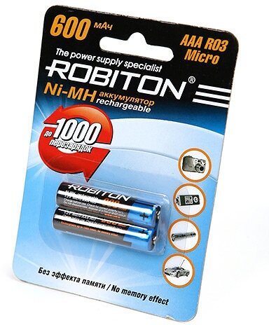 Robiton Аккумулятор Robiton Ni-MH AAA 600mAh BL2, 2шт (600MHAAA-2)