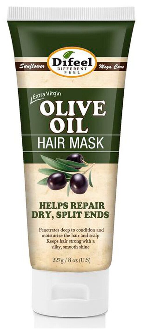 Difeel Olive Oil Premium Hair Mask 8 oz Премиальная маска для волос с маслом оливы, 236 мл