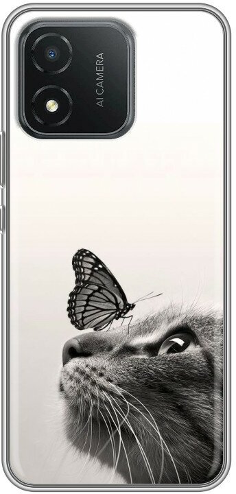 Дизайнерский силиконовый чехол для Хонор Х5 / Huawei Honor X5 Кот и бабочка