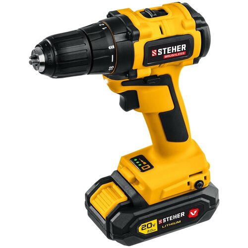 STEHER V1 20 В 45 Нм 1 АКБ 2 Ач бесщеточная дрель-шуруповерт кейс CDB-200-1 978000₽