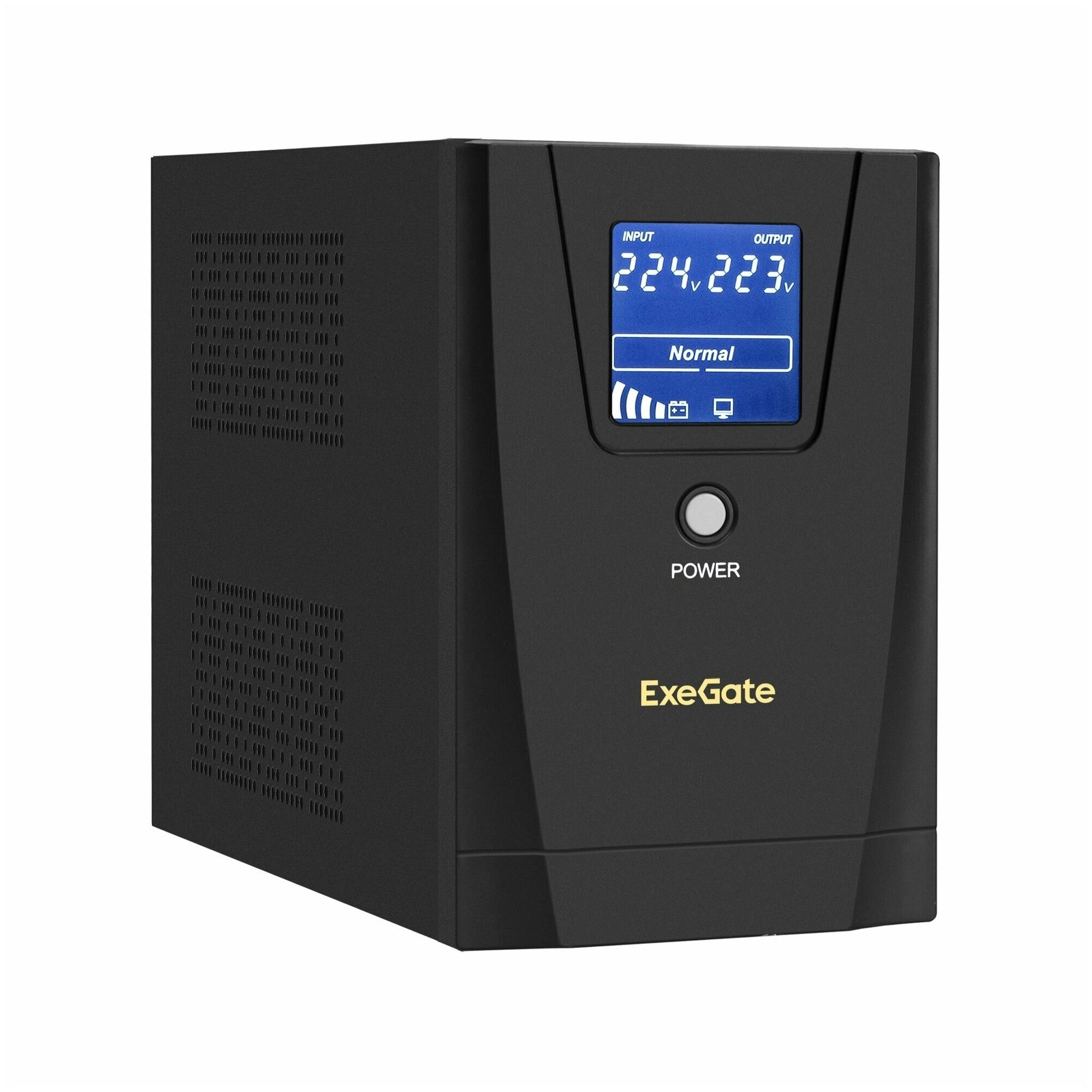 Источник бесперебойного питания Exegate EX292795RUS 1200VA/750W, LCD, AVR, 2*Schuko+3*C13, металлический ко - фото №1