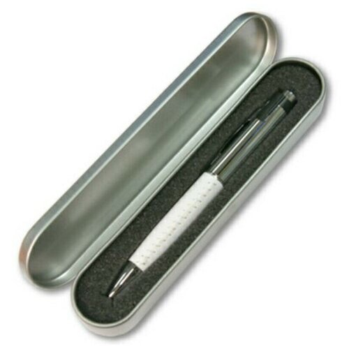 Подарочная флешка Ручка кожаная БЕЛАЯ 32GB в металлическом боксе подарочная флешка ручка с кристаллами 32gb в металлическом боксе