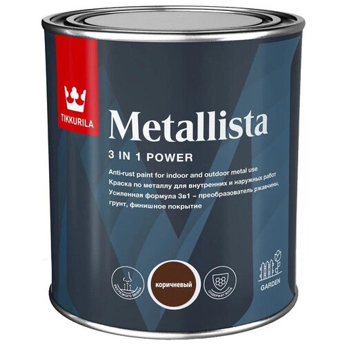 Краска по ржавчине 3 в 1 для внутренних и наружных работ Metallista коричневая 2 5 л. Tikkurila