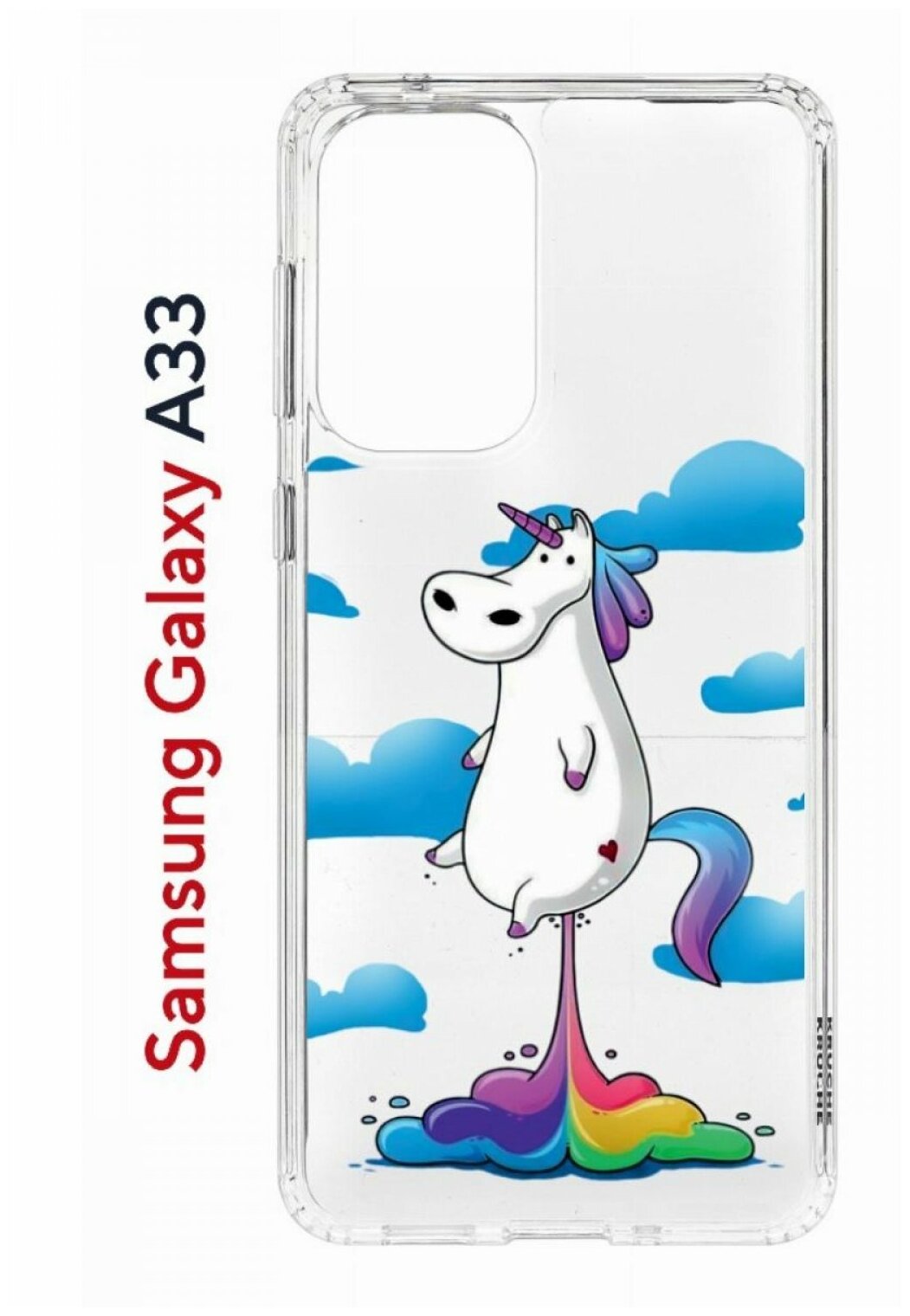 Чехол на Samsung A33 Kruche Print Flying Unicorn, защитный силиконовый бампер с рисунком, противоударный пластиковый кейс, накладка с принтом