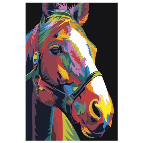 Радужная лошадь Раскраска картина по номерам на холсте