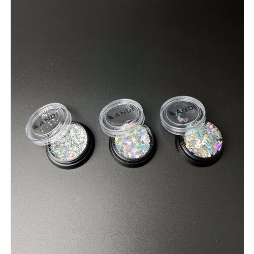 Голографический дизайн для ногтей жемчужно-серый