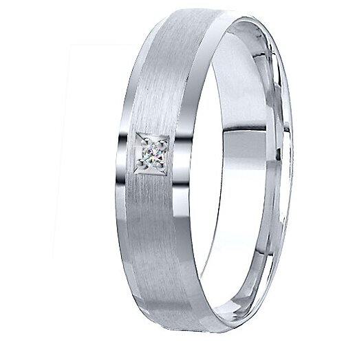 фото Кольцо обручальное azade, белое золото, 585 проба, родирование, бриллиант, размер 16.5