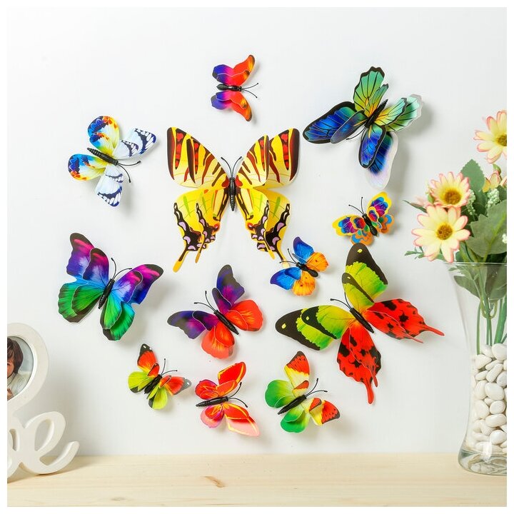 Магнит пластик "Ночные бабочки" набор 12 шт микс h=4,4,5,5,6,8,9,5,13,5,14,5 см