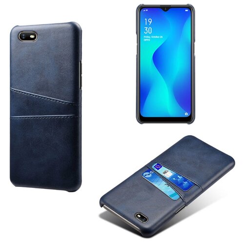 фото Чехол панель-накладка mypads для oppo a1k / realme c2 2/16gb из качественной импортной кожи с визитницей с отделением для банковских карт мужской женский синий