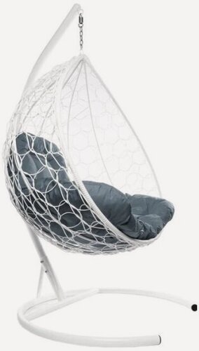 Изображение товара Подвесное кресло кокон M-group XL с ротангом белое+серая подушка