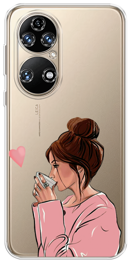 Силиконовый чехол на Huawei P50 / Хуавей P50 "Приготовлено с любовью", прозрачный