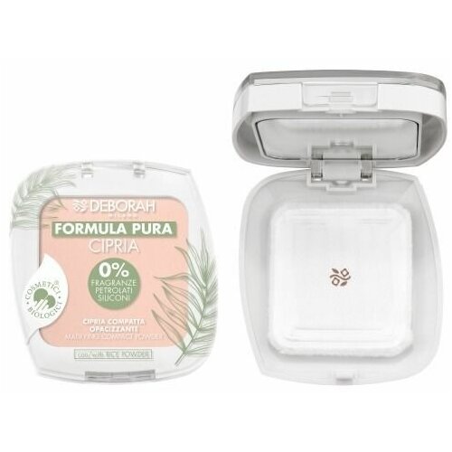 Пудра для лица, Deborah Milano, Formula Pura Matifying Compact Powder, матирующая, тон 01, ванильный, 9 г