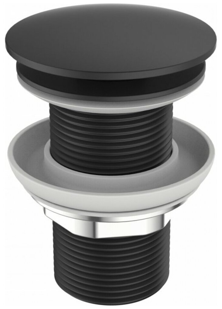 Донный клапан BelBagno BB-SC-NERO Донный клапан с системой "Клик-клак" без перелива, чёрный - фотография № 1