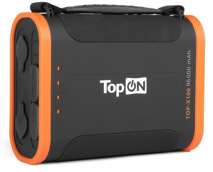 Универсальный внешний аккумулятор TopON TOP-X100 (до 180Вт), USB-C 60W, 2xUSB, 2 авторозетки, фонарь, 96000mAh (307Wh) Черный Черный