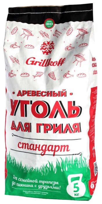 Grillkoff Уголь березовый для гриля «Стандарт», 5 кг