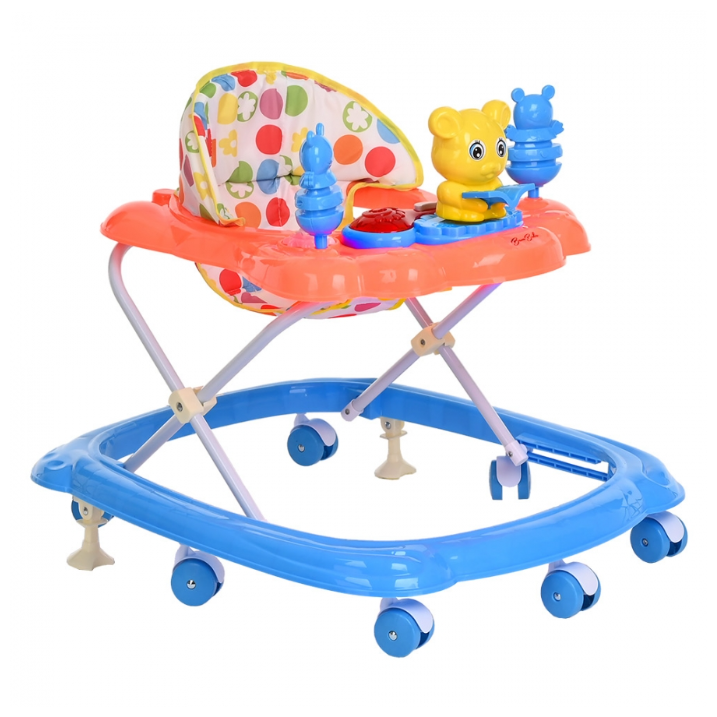 BAMBOLA Ходунки Медвежонок (7 пласт. колес, игрушки, муз) 6 шт/уп Blue/Голубой-Оранжевый
