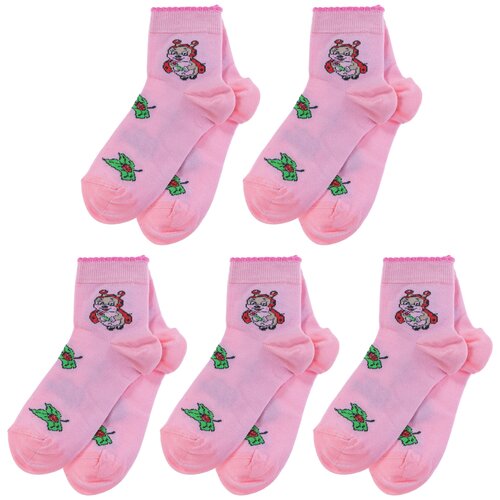 Комплект из 5 пар детских носков LORENZLine розовые, размер 12-14